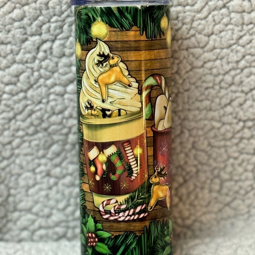 Christmas time coffee skinny 20 ounce Tumbler - Picture 4 of 4